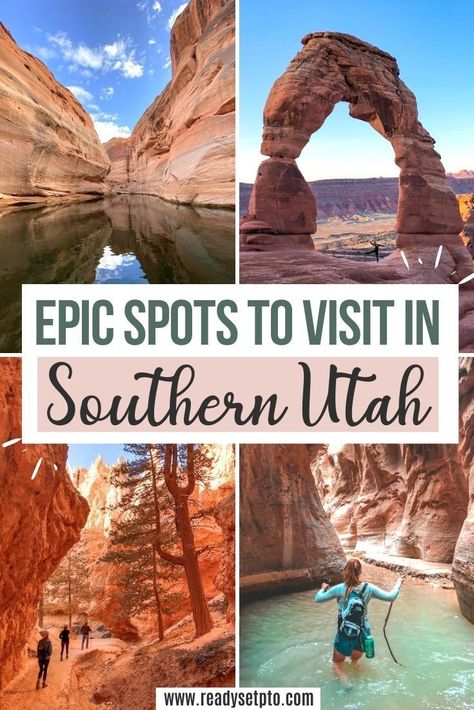 Epic Spots to Visit in Southern Utah. A trip to southern Utah should be on every nature-lover’s bucket list. There are so many awesome things to do in southern Utah, most of which involve landscapes that look like a different planet! Check out my post for the best hikes in southern Utah + other fun things to do in the area and start planning your trip! Travel Utah | US Nature Travel | Southern Utah Usa Vacations, Travel Utah, Utah National Parks Road Trip, Utah Vacation, Visit Utah, Utah Adventures, Trip Destinations, Utah Road Trip, National Park Road Trip