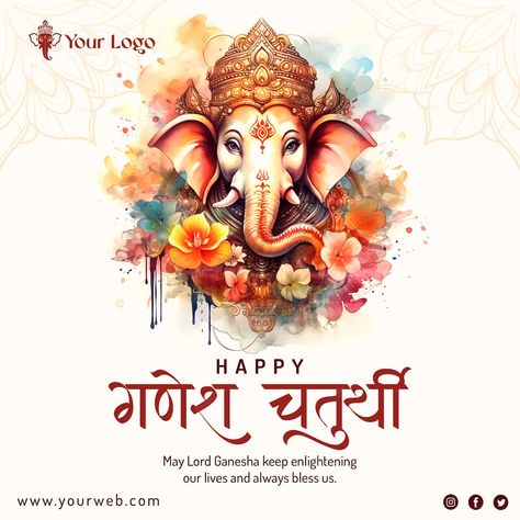 Premium PSD | Happy ganesh chaturthi indian festival post for social media Ganesh Chaturthi Wallpapers, Wallpaper Ganesha, Ganesh Chaturthi Post, Ganesha Watercolor, Lalbaugcha Raja, Ganesha Wallpaper, Vinayaka Chaturthi, Ganesha Chaturthi, Murugan Wallpapers