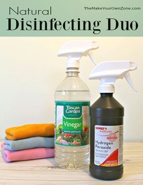 How to make a homemade disinfectant - This method uses vinegar and hydrogen peroxide for natural disinfecting of surfaces. Peroxide Uses, Hydrogen Peroxide Uses, Natural Disinfectant, Disinfectant Spray, Vinegar Cleaning, Diy Sprays, Homemade Cleaning Products, Cleaning Spray, Natural Cleaners