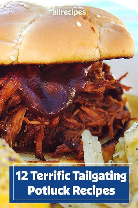 Looking for the best tailgate potluck food? Try these quick and easy football food recipes! From slow cooker Texas pulled pork to red-skinned potato salad, this gallery has all the all the dinner, lunch, appetizer, and side dish recipes to make your tailgate party a winner! Sausage Sides, Pulled Pork Side Dishes, Football Food Recipes, Easy Football Food, Slow Cooker Texas Pulled Pork, Texas Pulled Pork, Recipes Potluck, Sweet Restaurant, Bacon Potato Casserole