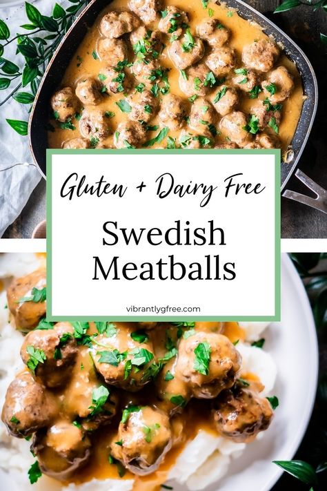 Swedish Meatballs Recipe Easy, Dairy Free Swedish Meatballs, Meatballs Recipe Easy, Dairy Free Gravy, Dairy Free Meatballs, Gluten Free Dairy Free Dinner, Swedish Meatballs Recipe, Dairy Free Recipes Dinner, Dairy Free Dinner