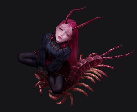 Centipede Anime, Centipede Character Design, Centipede Woman, Centipede Character, Drider Art, Centipede Oc, Centipede Monster, Insect Girl, Monster People