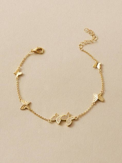 Free Returns ✓ Free Shipping On Orders $49+ ✓. 1pc Butterfly Decor Bracelet- Bracelets at SHEIN. Gold Bracelet Simple, Diamond Bracelet Design, Butterfly Decor, Bracelets Design, Jewelry Bracelets Gold, Gold Bride Jewelry, Gold Ring Designs, Gold Jewelry Simple, Bracelets Gold Diamond