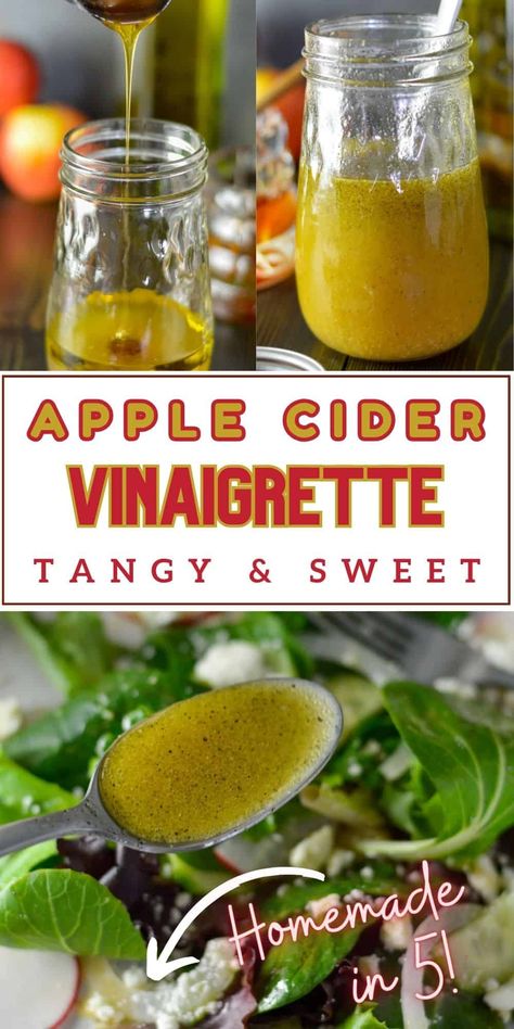 A Tasty Twist: Easy Apple Cider Vinaigrette Salad Dressing Recipe: Looking for a new dressing to take your salads to the next level? This apple cider vinaigrette may be the answer! Made from just a few simple ingredients, it’s easy to whip up at home for a burst of flavor and a refreshing twist on your everyday salad dressing. It's not just a fall dressing and better than Chick Fil A's vinaigrette. Tangy & Sweet and great with all salty and sweet salad toppers; great on kale, spinach and more! Apple Cider Vinaigrette Dressing Recipe, Make Your Own Salad Dressing, Whole30 Salad Dressing, Make Your Own Salad, Paleo Salad Dressing, Staple Recipes, Keto Salad Dressing, Vinegar Salad, Apple Cider Vinaigrette