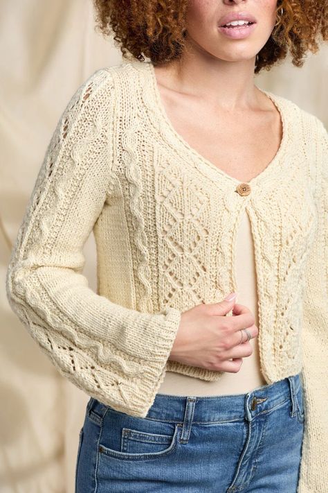 Free Knitting Pattern for a Cropped Lace Cardigan - Knitting Bee Lace Cardigan Pattern, Cardigan Knitting Patterns, Rachel Brockman, Long Sleeveless Cardigan, Knit Cardigan Pattern, Spring Cardigans, Cardigan Design, Knitting Patterns Free Cardigans, Free Knitting Patterns