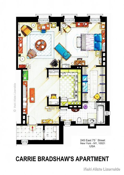 Carrie Bradshaw Apartment, Home Kitchen Bar, Apartment Layout, Bar Room, Sims 4 Houses, Sims House, Carrie Bradshaw, Small Apartments, House Floor Plans