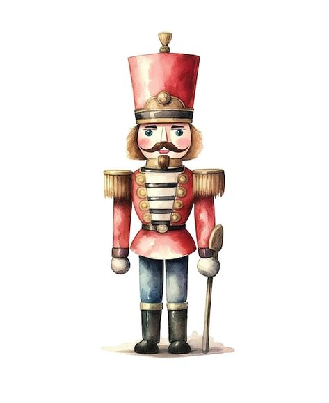 Foto cascanueces de navidad acuarela sob... | Premium Photo #Freepik #photo #claus #noel #santa-claus #cascanueces Nutcracker Christmas Clipart, Image Cricut, Nutcracker Clipart, Vintage Nutcrackers, Japan Illustration, Christmas Topper, Nut Cracker, Nutcracker Soldier, Fabric Panel