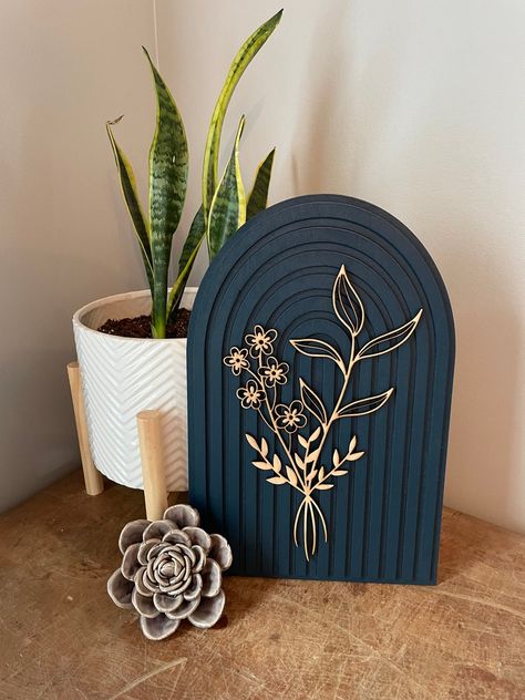 Boho Floral Arch - Etsy Wooden Arches Wall Decor, Top Table Decor, Arch Wall Decor, Laser Cut Arcitectural Art, Laser Cut Flowers, Floral Laser Cut Pattern, Laser Cut Flower, Arched Wall Decor, Arch Art