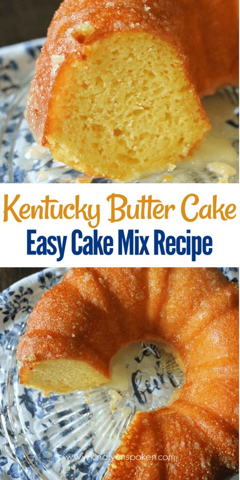 You’ll love this Easy Kentucky Butter Cake featuring a vanilla bundt cake and sweet butter glaze. It’s delicious, moist, and made simple with a boxed cake mix. Cake Mix With Butter Instead Of Oil, Box Cake Mix With Sour Cream, Easy Gooey Butter Cake, 7 Up Pound Cake Recipe With Box Cake, Yellow Cake Mix And Vanilla Pudding Recipes, Box Mix Bundt Cake Recipes, Yellow Cake Mix Blondies, White Cake Mix Breakfast Recipes, Pound Cake Made With Cake Mix Boxes