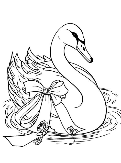 Swans - Lol Coloring Pages Swan Coloring Pages, Swan Vector, Easy Drawing Ideas For Beginners, Swan Drawing, Lol Coloring Pages, Lol Coloring, Beginners Drawing, Pencil Work, Circle Drawing