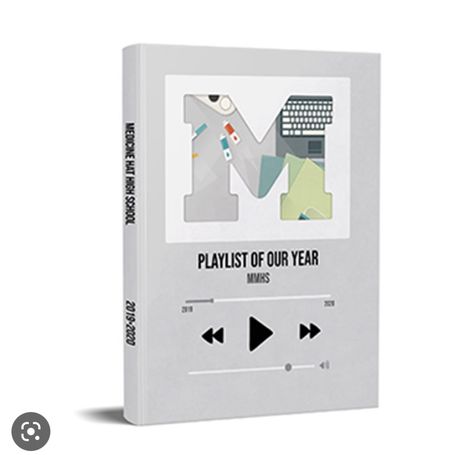 Cool Yearbook Covers, Playlist Yearbook Theme, Middle School Yearbook Cover Ideas, Spotify Yearbook Cover, Music Yearbook Themes, Year Book Themes Ideas High School, Unique Yearbook Themes, Spotify Yearbook Theme, Year Book Ideas