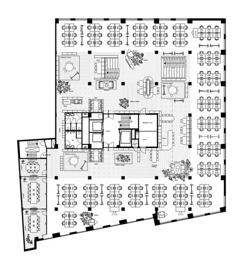 Office Interior Design Plan, Bedroom Office Layout, Office Floorplans, Park Site Plan, Office Layout Design, Office Lounge Design, Open Office Layout, Office Building Plans, Office Layout Plan