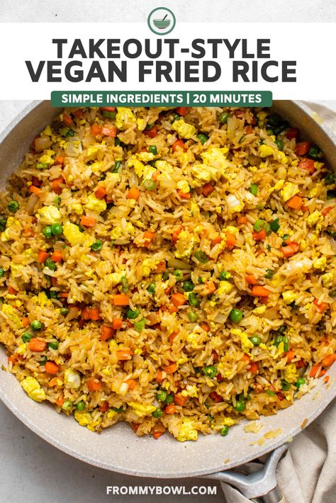 Learn how to make the best Vegan Takeout-Style Fried Rice at home, in only 20 minutes! This Fried Rice is perfectly seasoned, fluffy, and golden. Fried Rice Vegan, Recipe Fried Rice, Vegan Rice Dishes, Fried Rice At Home, Vegetarian Fried Rice, Vegan Fried Rice, Rice Recipes Vegan, Veggie Fried Rice, Cholesterol Recipes