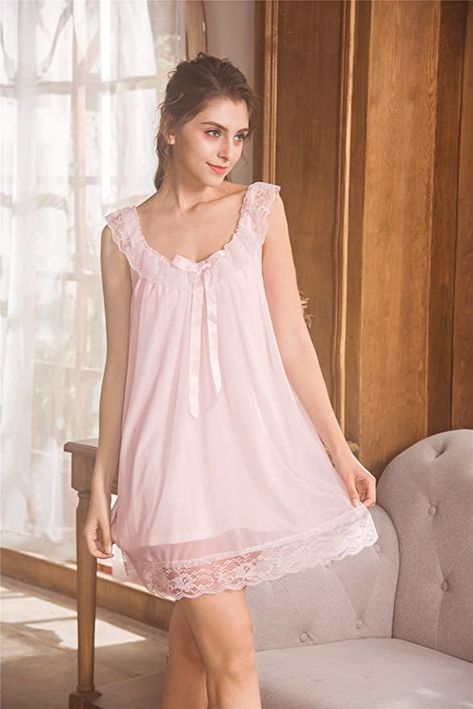 Women's Lace Vintage Victorian Nightgown Ladies Sleeveless Sleep Dress (Purple, Medium) at Amazon Women’s Clothing store Victorian Nightgown, Vintage Nightgown, Buttery Soft Leggings, Night Dress For Women, Cute Pajamas, Women's Nightgowns, Nightgowns For Women, Sleep Dress, Soft Leggings