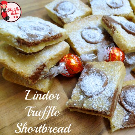 Christmas Baking Goodies, Lindt Recipes, Lindt Chocolate Recipes, Shortbread Bars Recipes, Truffle Cookies, Recipe Notebook, Snack Mixes, Tray Bake Recipes, Shortbread Bars