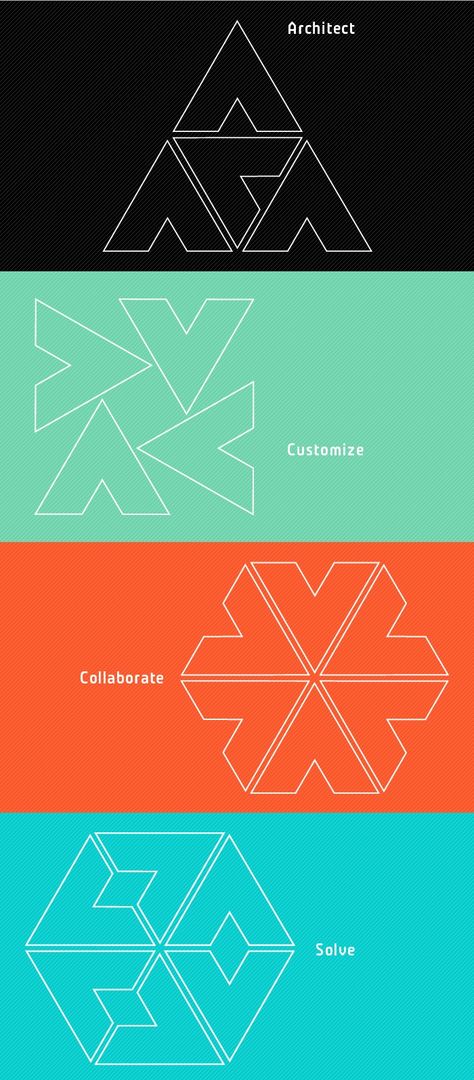 geometric pattern identity system Triangle Visual Identity, Visual Identity System Design, Geometric Branding Identity, Triangle Geometric Design, Geometric Shapes Branding, Modular Brand Identity, Geometric Visual Identity, Brand Visual Identity System, Triangle Brand Identity