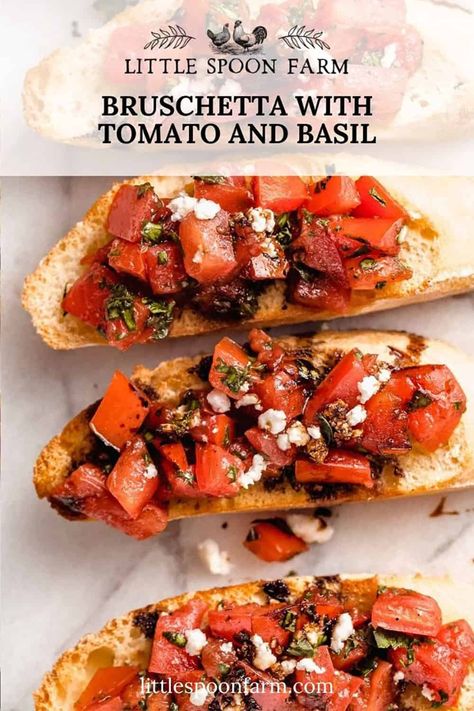 Roma Tomato Recipes, Bruchetta Appetizers, Tomato Bruschetta Recipe, Easy Bruschetta Recipe, Balsamic Vinegar Recipes, Easy Bruschetta, Basil Olive Oil, Fresh Tomato Recipes, Easy To Make Appetizers