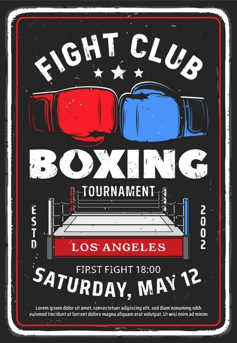 Boxing fighting club tournament vector retro flyer Boxing Typography, Tournament Poster, Gfx Ideas, Writing Club, Boxing Posters, Vector Typography, Boxing Club, Club Poster, Retro Vector