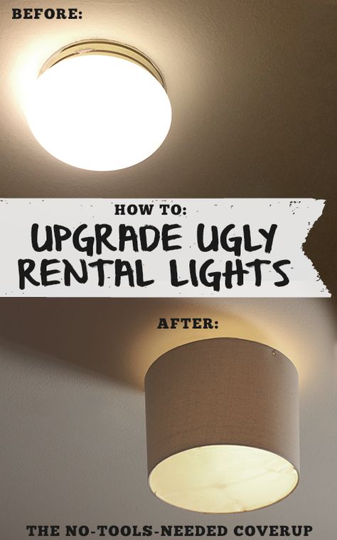 Cheap and easy fix for ugly apartment/builder grade lighting. Boho Apartment, Apartment Hacks, Cheap Apartment, Builder Grade, Rental Decorating, Apartment Life, Décor Boho, Easy Home Decor, Décor Diy