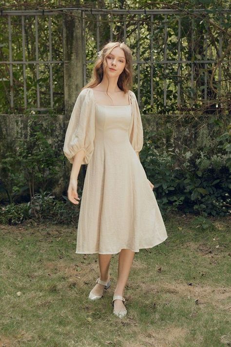 Gaun Tulle, Simple Linen Dress, Simple Linen, Linen Dress Summer, Simple Summer Dresses, Korean Fashion Dress, Dress Simple, Dress Linen, Fashion Attire