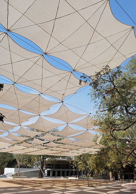 Outdoor Shading Structures, Sun Shading Architecture, Shading Devices Architecture, Architecture Shading, Cable Architecture, Shading Architecture, Architectural Canopy, Outdoor Covered Area, Tent Architecture