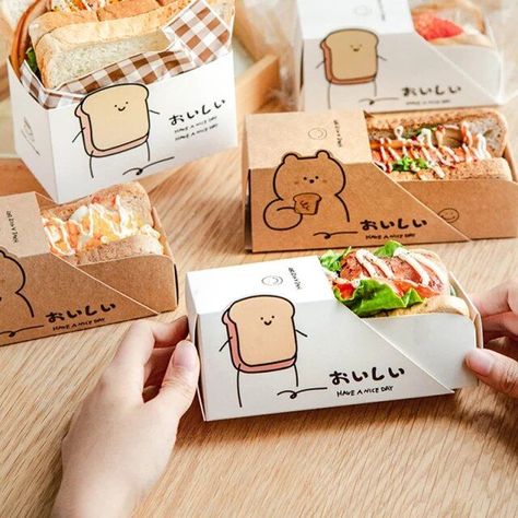 Japanese Toast, Korean Sandwich, Yummy Videos, Sandwich Paper, Accessories Drawing, Sandwich Packaging, Paper Drawer, Paper Box Diy, Bread Packaging