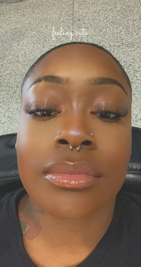 Septum Piercing With Double Nose Ring, Two Nose Piercings On Both Sides And Septum, Spectum Pierce Nose, 2 Nose Piercings On Each Side And Septum, Locs And Septum Piercing, Double Nose Piercing Different Sides With Septum, Middle Nose Piercing Septum, Septum Piercing With Nose Stud, Stud And Septum Piercing