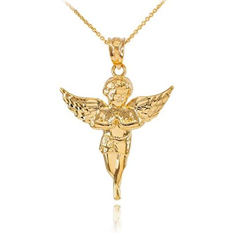 High Polish 10k Yellow Gold Angel Charm Pendant Necklace ** Be sure to check out this awesome product. (This is an affiliate link) #jewelry Angel Pendant Necklace, Shine Jewelry, Angel Charm, Gold Angel, Angel Necklace, Angel Pendant, Womens Jewelry, Charm Pendant Necklace, Special Jewelry