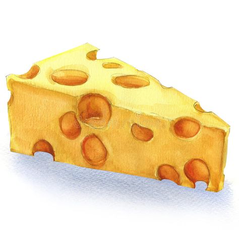 Watercolor piece of cheese isolated. Piece of cheese isolated, watercolor painting on white background vector illustration Leaving Cert, Cheese Art, Fruit Art Drawings, Food Art Painting, Prismacolor Art, Painting Reference, Realistic Pencil Drawings, Colored Pencil Artwork, Food Illustration Art