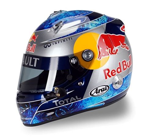 Red Bull Helmet, Sci-fi Helmet, Motorcycle Helmet Design, Arai Helmets, Helmet Designs, Red Bull F1, Motorbike Helmet, Helmet Paint, Custom Helmets