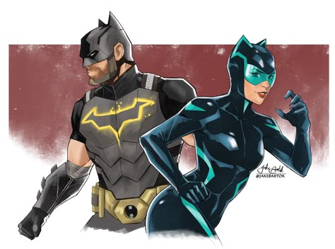 Hero Costume Ideas, Jake Bartok, The Bat And The Cat, Bat And The Cat, Batman Concept, Dc Comics Wallpaper, Batman Artwork, Batman And Catwoman, Arte Dc Comics