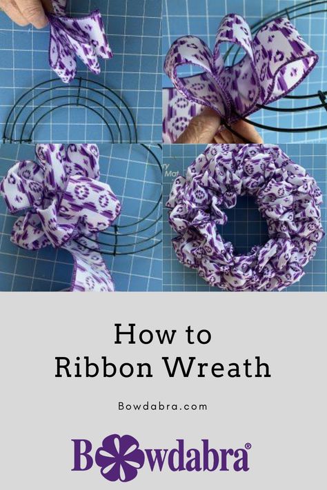 Easy Ribbon Wreath, Making Ribbon Wreaths, Diy Wreaths For Front Door, Make A Ribbon Wreath, Ribbon Wreath Tutorial, Wreaths For Front Door Spring, Ribbon Wreath Diy, Christmas Wreath Diy, Diy Wreath Bow