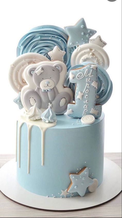 Birthday Cakes For Baby Boy, Cake Recipe Birthday, Recipe Birthday Cake, First Birthday Cake Ideas, One Year Birthday Cake, Baby 1st Birthday Cake, Beautiful Birthday Cake, Half Birthday Cakes, Boys First Birthday Cake