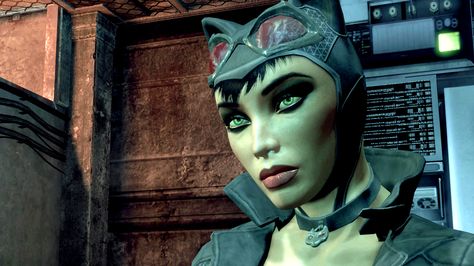 Batman: Arkham City, Catwoman on the rooftops heading to get her stuff back from Two Face. Catwoman Hair, Catwoman Arkham Knight, Catwoman Arkham City, Catwoman Arkham, Arkham Games, Poison Ivy Batman, Justice League Wonder Woman, Batman Arkham City, Batman And Catwoman