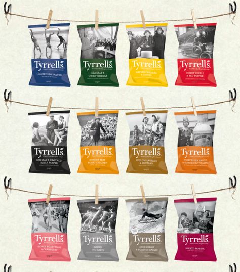 Wow what a collection of Tyrrells English Crisps by Big Fish #snack #packaging PD Colour Photography, Potato Crisps, Coronation Chicken, Big Fish, Potato Chips, Color Photography, Vintage Looks, Sweet Potato, Packaging Design