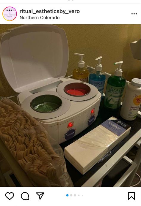 Wax Station Ideas At Home, Waxing Party Ideas, Esthetician Room Waxing, Wax Cart Ideas, Waxing Station Ideas, Waxing Room Ideas, Wax Business, Waxing Business, Cosmetology Career