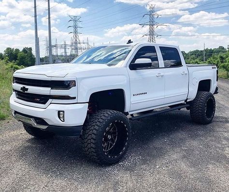 Jacked Up Chevy, Jacked Up Truck, Best Pickup Truck, Custom Lifted Trucks, Ford Ranger Truck, White Truck, Duramax Diesel, Lifted Chevy Trucks, Lifted Truck