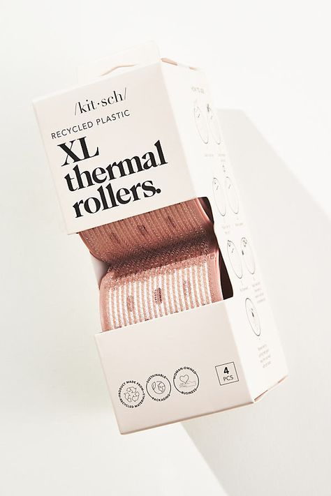 Add lasting volume and lift to fine, straight, or pre-smoothed curly hair of all lengths with the KITSCH XL Thermal Rollers. The ceramic-coated core evenly distributes heat, reduces frizz and sets curls while cooling, while the strong-hold, self-gripping rollers won’t pull or damage hair. | XL Thermal Rollers, Set of 4 by KITSCH in Brown, Women's, Nylon at Anthropologie Smooth Curly Hair, Christmas Gift Ides, Wishlist Board, Heated Rollers, Xmas Wishlist, Damage Hair, Wishlist 2024, Hair Supplies, Moving To Los Angeles