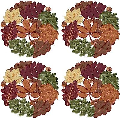 Thanksgiving Runner, Leaf Placemats, Fall Harvest Decorations, Fall Placemats, Thanksgiving Placemats, Business Activities, Round Placemats, Felt Leaves, Autumn Table