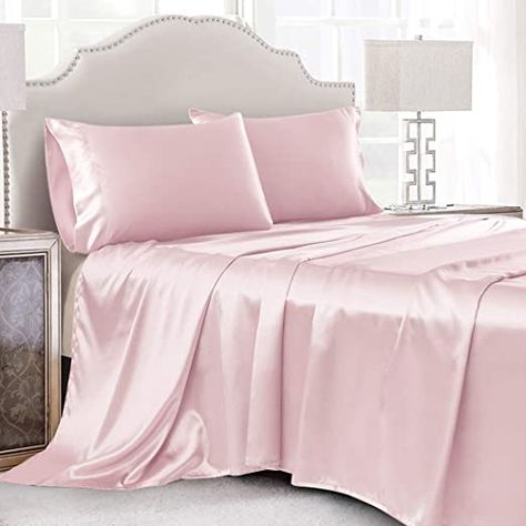 Pink Satin Sheets, Silk Bed Sheets, Pink Sheets, Silk Sheets, Bedding Sheets, Satin Bedding, Satin Sheets, King Sheets, Queen Sheets