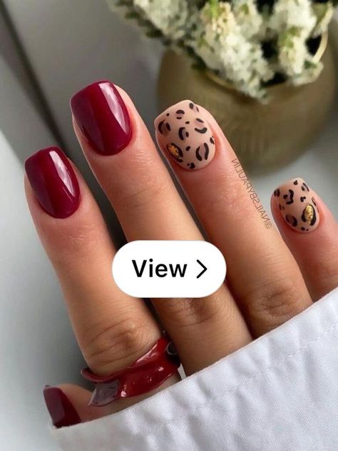 Lemon8 · Fall Nail Ideas · @LibbyBrown31 Trendy Boho Nails, Fall Maroon Nails Design, Fall Nails Cheetah, Fall Nails Leopard, Burgundy And Leopard Nails, Maroon Nails With Design, Fall Leopard Print Nails, Leopard Pumpkin Nails, Fall Nails Maroon