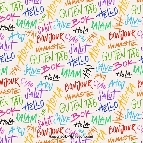 Hand drawn set of hello word pattern in ... | Free Vector #Freepik #freevector #chat-pattern #words-pattern #language #language-background Words In Different Languages, Word Pattern, Hello Word, Word Patterns, Learn Languages, Word Board, Learn Italian, Language Courses, Learning Italian