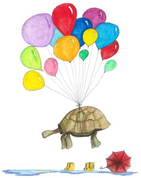 Tortoise Drawing, Balloons Art, Whale Drawing, Turtle Drawing, Sea Turtle Art, Turtles Funny, Baby Painting, Turtle Love, Turtle Art