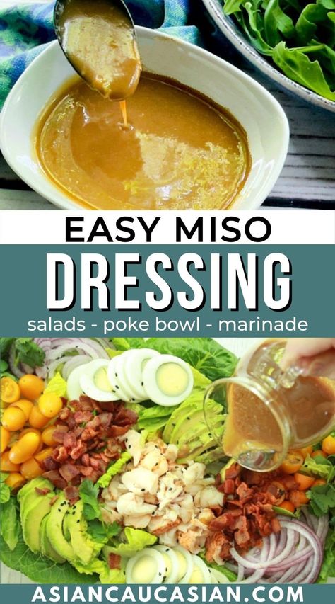 Japanese Salad, Miso Salad Dressing, Japanese Salad Dressing, Asian Salad Dressing, Salad Dressing Recipes Healthy, Vegan Salad Dressing, Salad Dressing Recipes Homemade, Miso Dressing, Homemade Salads