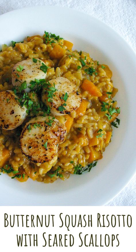 Scallop Risotto Recipes, Butternut Risotto, Risotto Recipes Easy, Lobster Risotto, Creamy Butternut Squash, Seafood Risotto, Butternut Squash Puree, Squash Risotto, Chicken And Butternut Squash