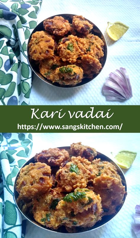 Kari vadai is a crispy chicken kheema vada made by deep-frying the blend of minced chicken, local spices and lots of fresh green leaves.  Ingredients: 250g chicken keema(minced chicken)  To grind: 2 tbsp fried gram(pottukadalai) 2 green chillies 2 inch ginger Other ingredients: 3 tsp rice flour 1 onion 2 sprig curry leaves ¼ cup coriander leaves 1 tsp cumin seeds ¾ tsp salt(adjust as needed) ½ tsp chilli powder ½ tsp fennel seeds or fennel powder Oil to deep fry Chicken Keema, Minced Chicken, Deep Fry, Cumin Seeds, Deep Frying, Indian Kitchen, Coriander Leaves, Fennel Seeds, Curry Leaves