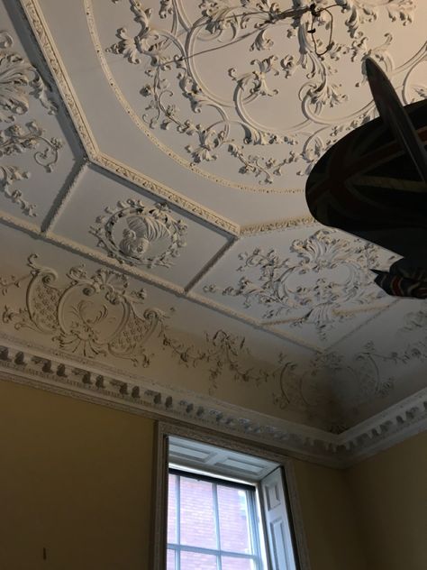 Ornate Ceiling Design, French Ceiling Design, Mansion Landscaping, Pretty Ceilings, Victorian Ceiling Design, Ceiling Aesthetic, Detailed Ceiling, Aesthetic Ceiling, Decorated Ceiling