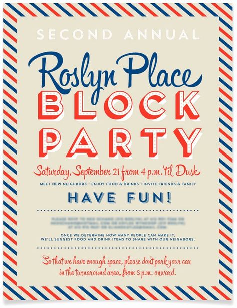 Block Party Invites, Block Party Flyer, Block Party Invitations, Summer Block Party, Neighborhood Block Party, Neighborhood Party, Memo Template, Event Planning Template, Party Flyer Template