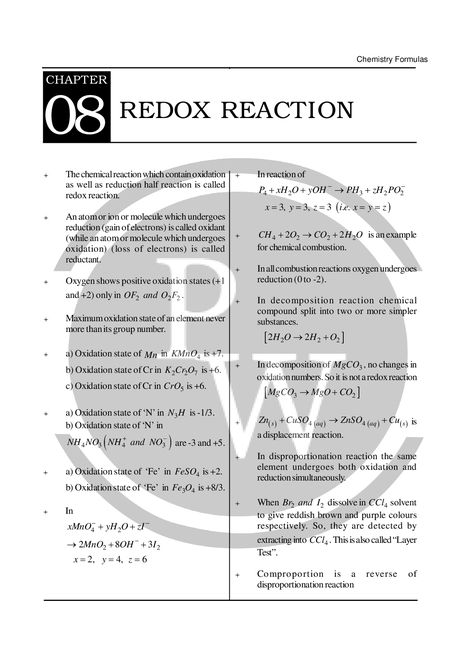 Chemistry Redox Reactions, Redox Reactions Notes, Redox Reaction Class 11 Notes, Redox Reactions Chemistry Notes Class 11, Redox Reactions Chemistry Notes, Class 11 Chemistry Notes, Class 11 Physics Notes, Chemistry Formulas, 11th Chemistry Notes