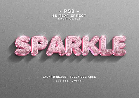 Glam Typography, 3d Font Design, Canva Ideas Design, Sparkle Graphic, Sparkle Text, Canva Text, Sparkle Logo, Typographic Logo Design, 3d Logo Design